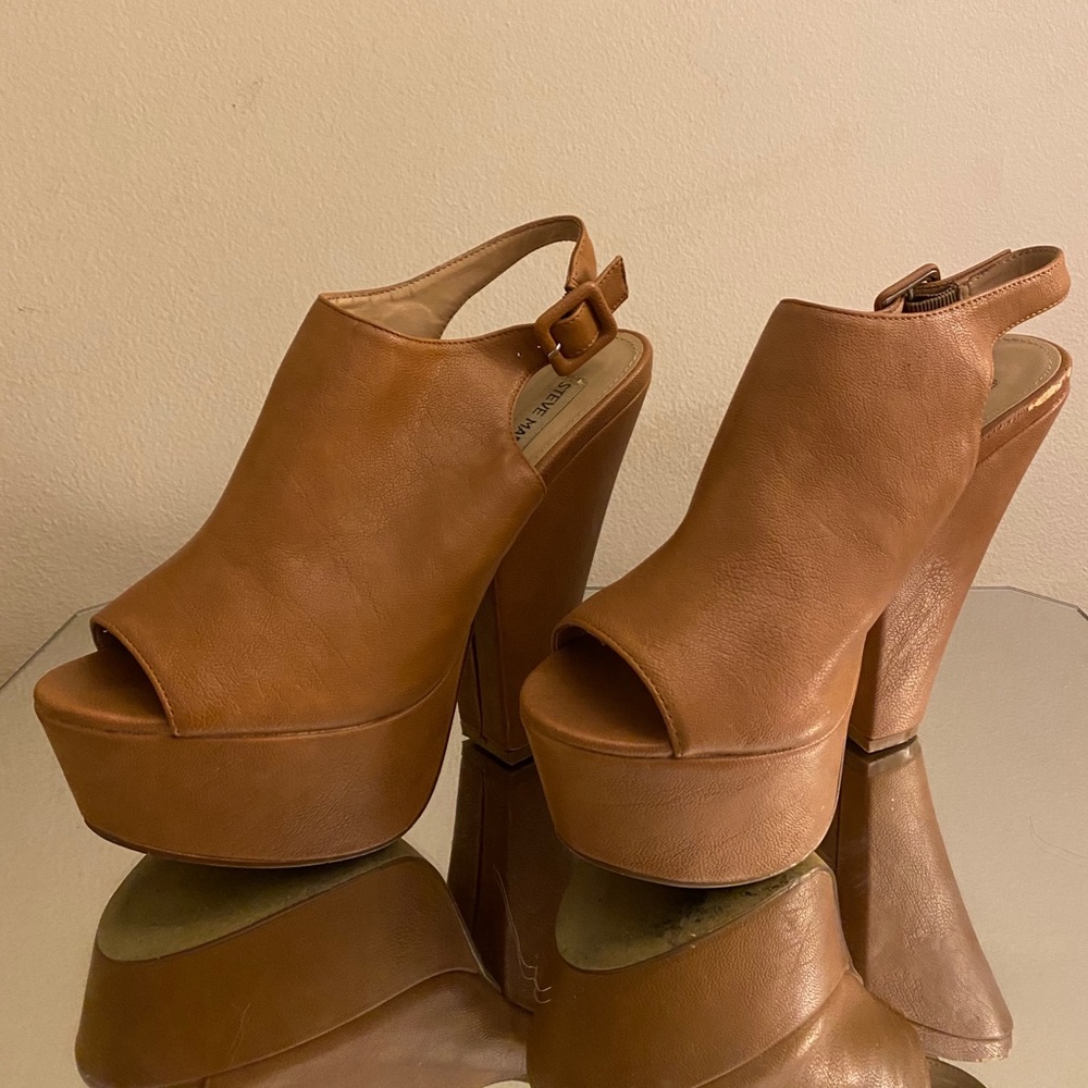 Steve Madden Brown Sling Back Platform Shoes